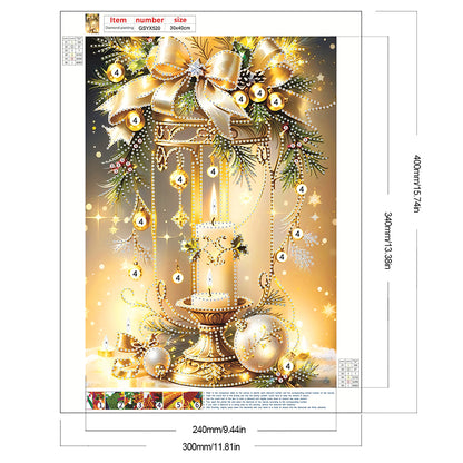 Christmas Atmosphere Candles - Partial Special-Shaped Drill Diamond Painting 30*40CM