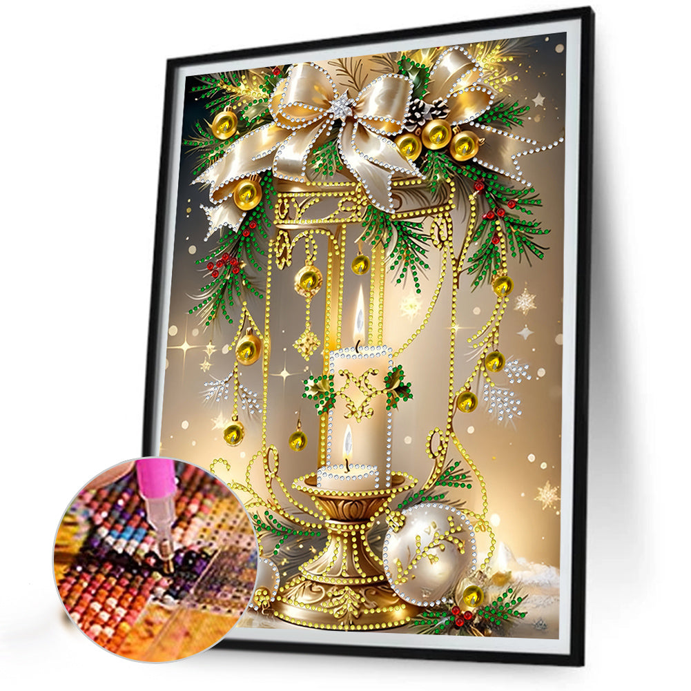 Christmas Atmosphere Candles - Partial Special-Shaped Drill Diamond Painting 30*40CM