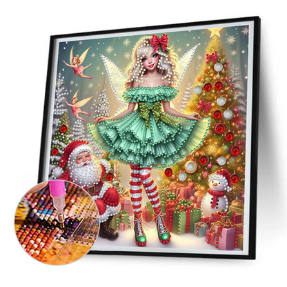 Christmas Elf Girl - Partial Special-Shaped Drill Diamond Painting 30*30CM