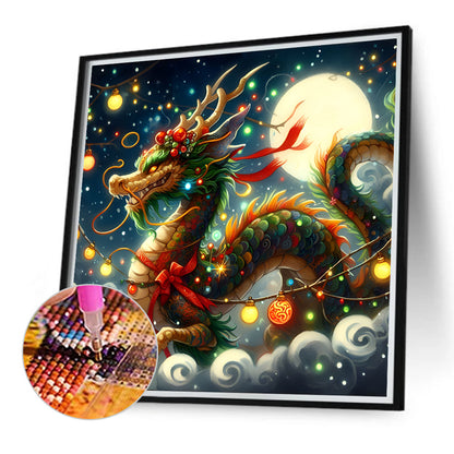 Dragon And Moon - Full Round Drill Diamond Painting 40*40CM