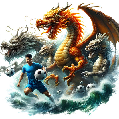 Dragon And Football - Full Round Drill Diamond Painting 40*40CM