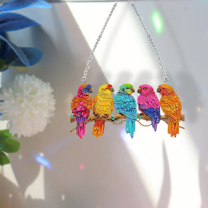 Acrylic Special Shape Parrots 5D DIY Diamond Painting Hanging Pendant for Window