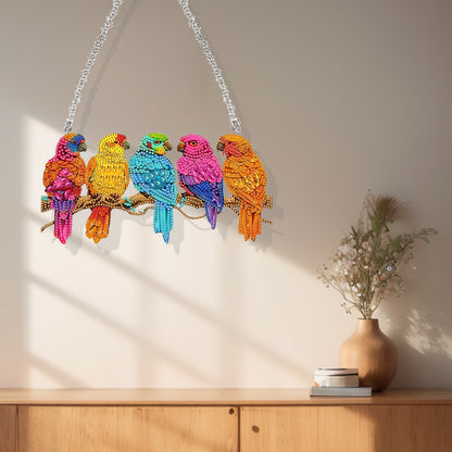 Acrylic Special Shape Parrots 5D DIY Diamond Painting Hanging Pendant for Window