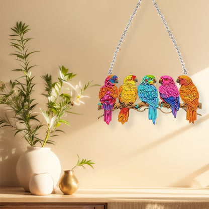 Acrylic Special Shape Parrots 5D DIY Diamond Painting Hanging Pendant for Window