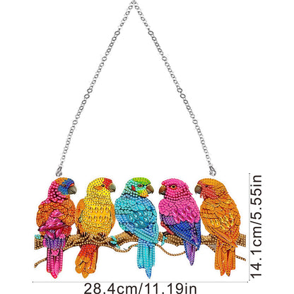 Acrylic Special Shape Parrots 5D DIY Diamond Painting Hanging Pendant for Window