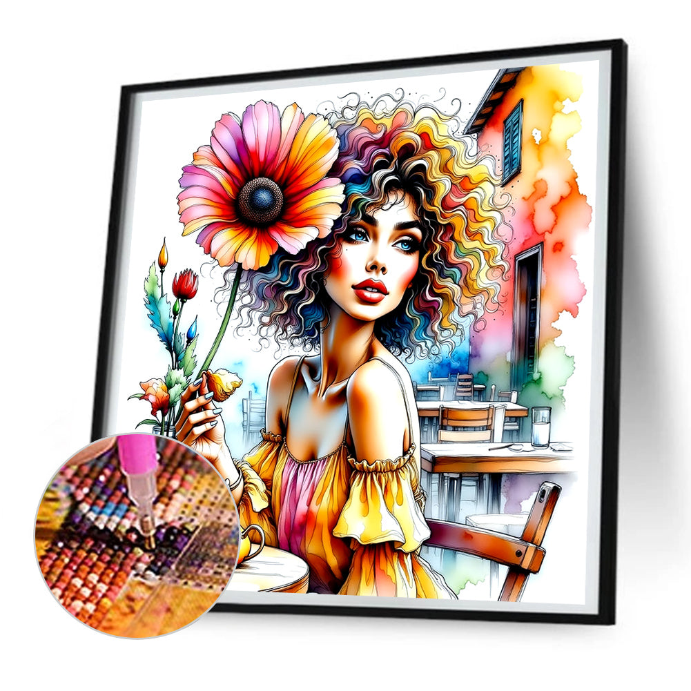 Girl - Full Round Drill Diamond Painting 30*30CM