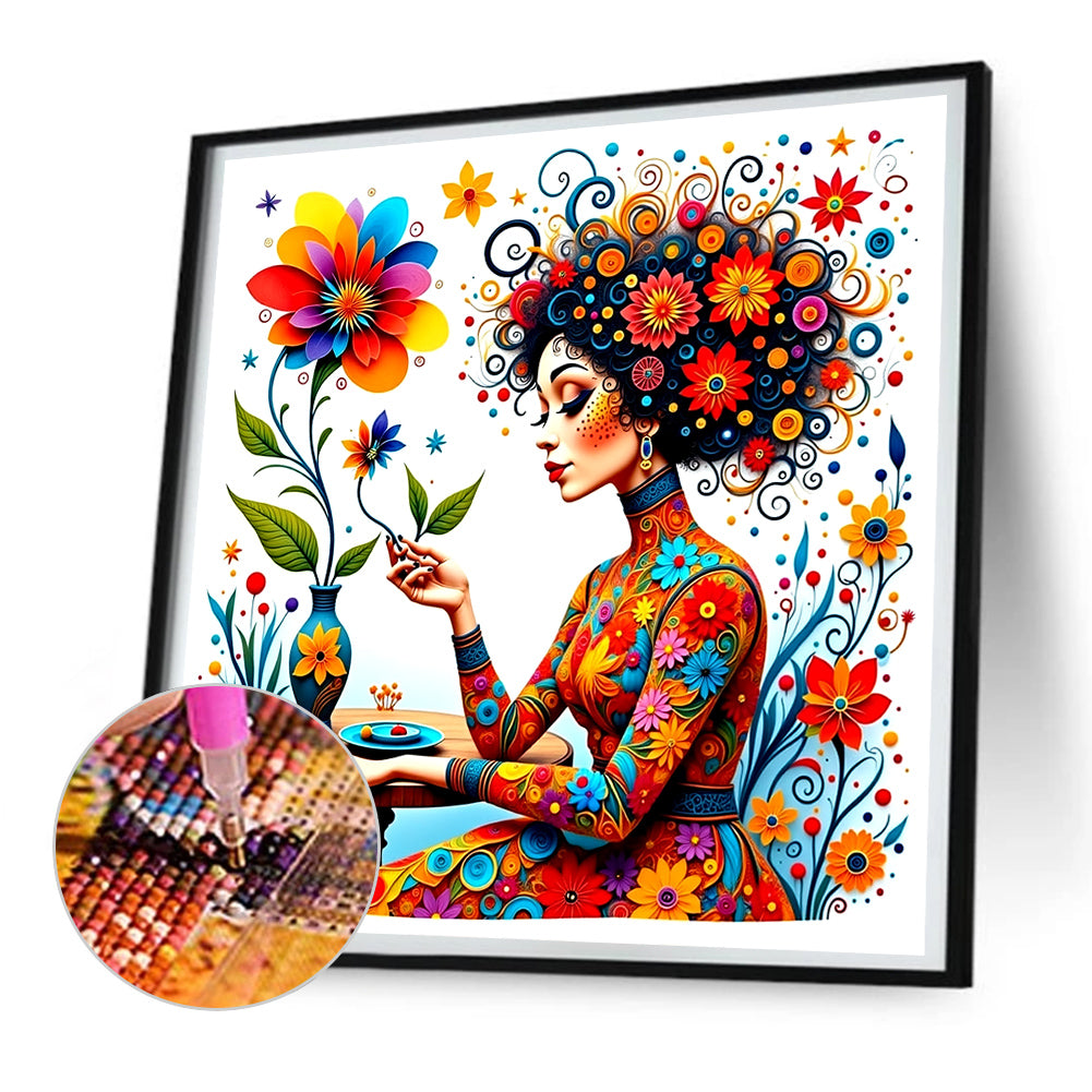 Girl - Full Round Drill Diamond Painting 30*30CM