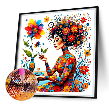 Girl - Full Round Drill Diamond Painting 30*30CM