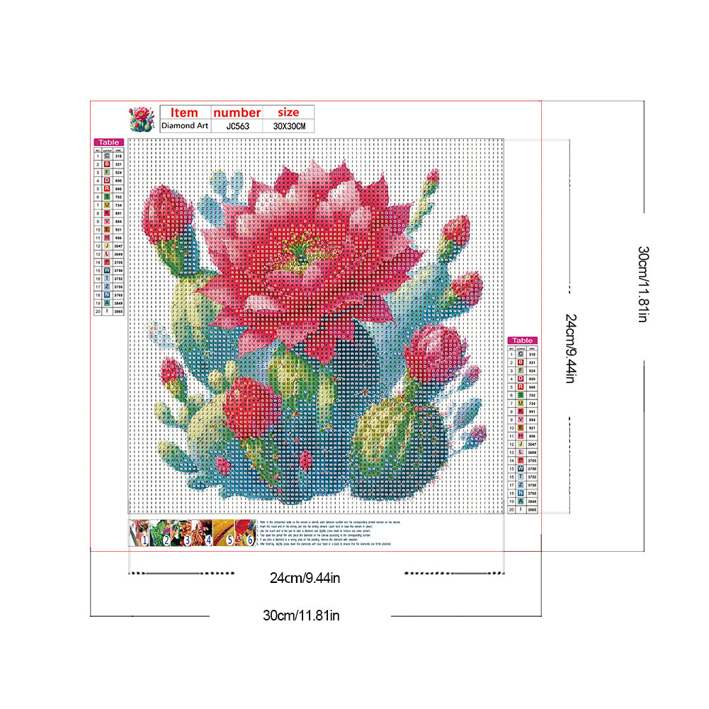 Cactus Flower - Full Round Drill Diamond Painting 30*30CM