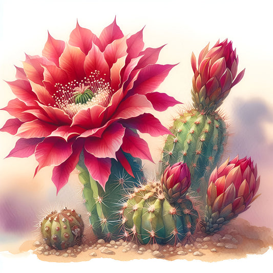 Cactus Flower - Full Round Drill Diamond Painting 30*30CM