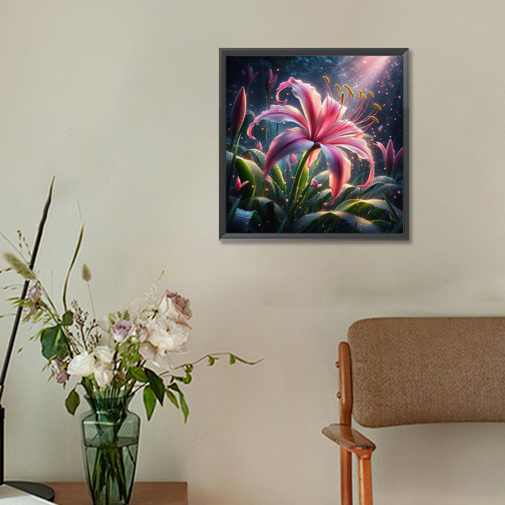 Pink Lily - Full Round Drill Diamond Painting 30*30CM