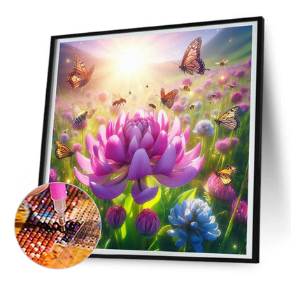 Flowers And Butterflies - Full Round Drill Diamond Painting 30*30CM