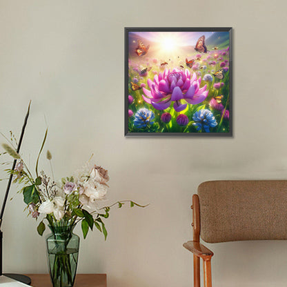 Flowers And Butterflies - Full Round Drill Diamond Painting 30*30CM