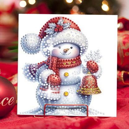 6Pcs Christmas Snowman Handmade Diamond Painting Greeting Card for Adults