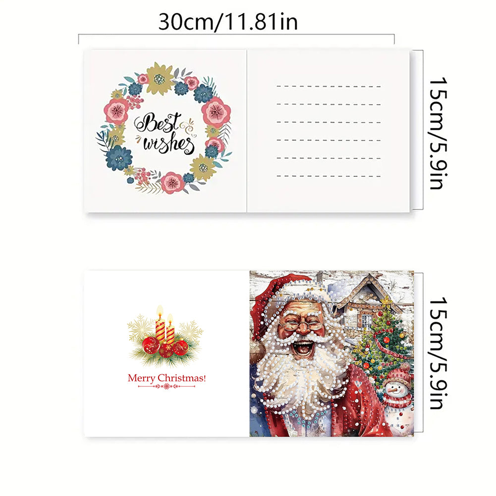 6Pcs Christmas Handmade Diamond Painting Greeting Card for Adults Beginners