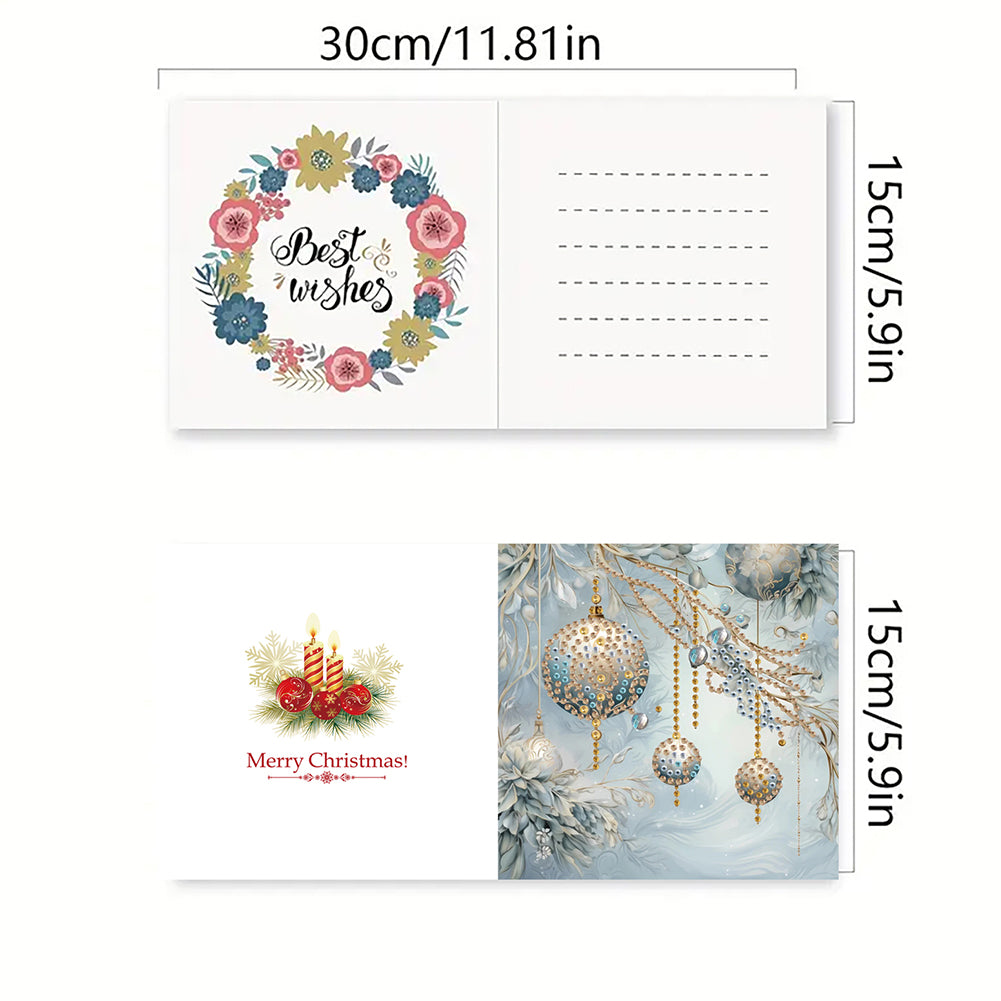 6Pcs Christmas Handmade Diamond Painting Greeting Card for Adults Beginners