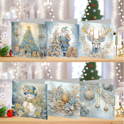 6Pcs Christmas Handmade Diamond Painting Greeting Card for Adults Beginners