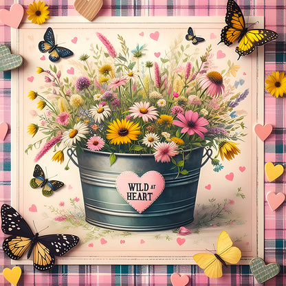 Daisy Bucket - Full Round Drill Diamond Painting 30*30CM