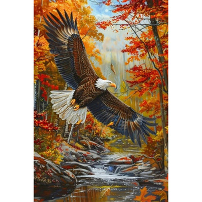 Bald Eagle In Autumn Forest - Full AB Round Drill Diamond Painting 40*60CM