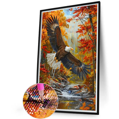 Bald Eagle In Autumn Forest - Full AB Round Drill Diamond Painting 40*60CM