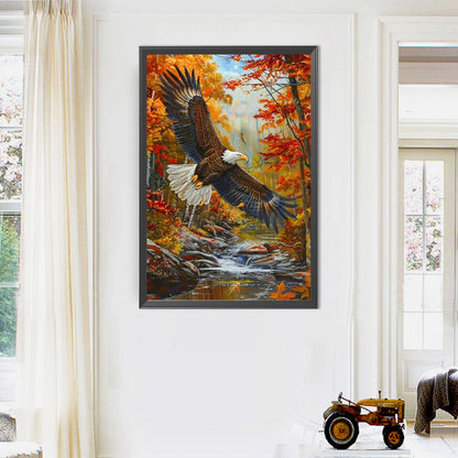 Bald Eagle In Autumn Forest - Full AB Round Drill Diamond Painting 40*60CM