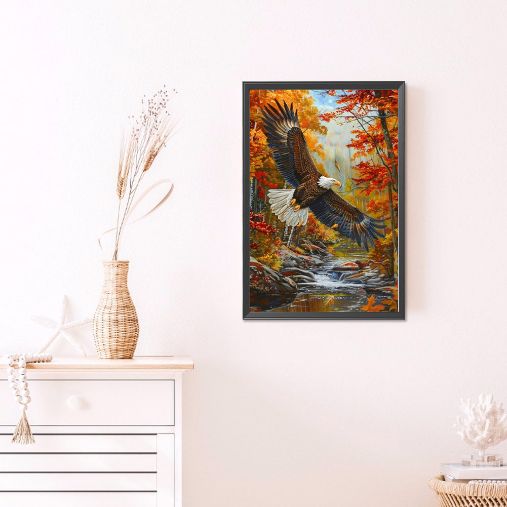 Bald Eagle In Autumn Forest - Full AB Round Drill Diamond Painting 40*60CM