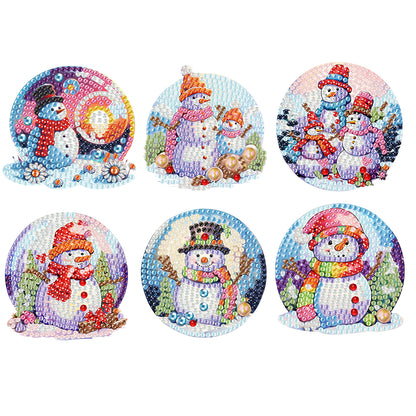 6Pcs Acrylic Snowman Diamond Painting Art Fridge Magnet for Adults Beginners