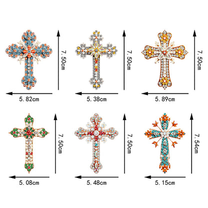 6Pcs Acrylic Cross Diamond Painting Art Fridge Magnet for Adults Beginners