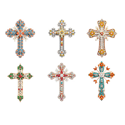 6Pcs Acrylic Cross Diamond Painting Art Fridge Magnet for Adults Beginners