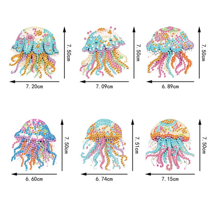 6Pcs Acrylic Jellyfish Diamond Painting Art Fridge Magnet for Adults Beginners