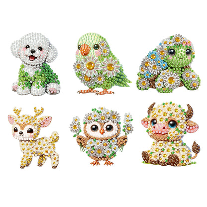 6Pcs Acrylic Daisy Animal Diamond Painting Art Fridge Magnet for Adults Beginner