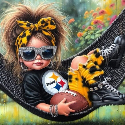 Girls And Pittsburgh Steelers - Full Round Drill Diamond Painting 40*40CM