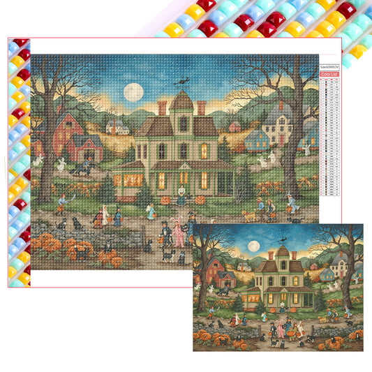 Halloween Haunted House - Full Square Drill Diamond Painting 60*45CM