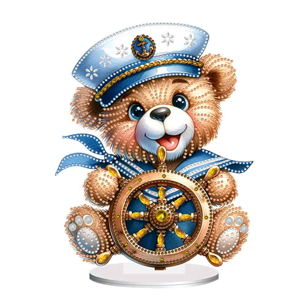 Acrylic Special Shape Sailing Bear DIY Diamond Painting Desktop Ornaments