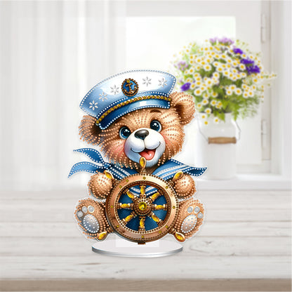 Acrylic Special Shape Sailing Bear DIY Diamond Painting Desktop Ornaments