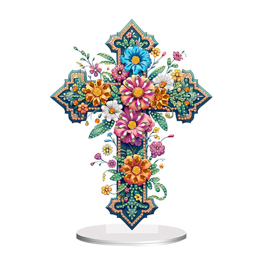 Acrylic Special Shape Cross Flower DIY Diamond Painting Desktop Ornaments