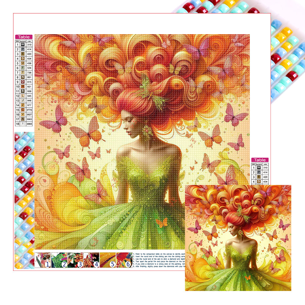 Butterfly Girl - Full Square Drill Diamond Painting 30*30CM