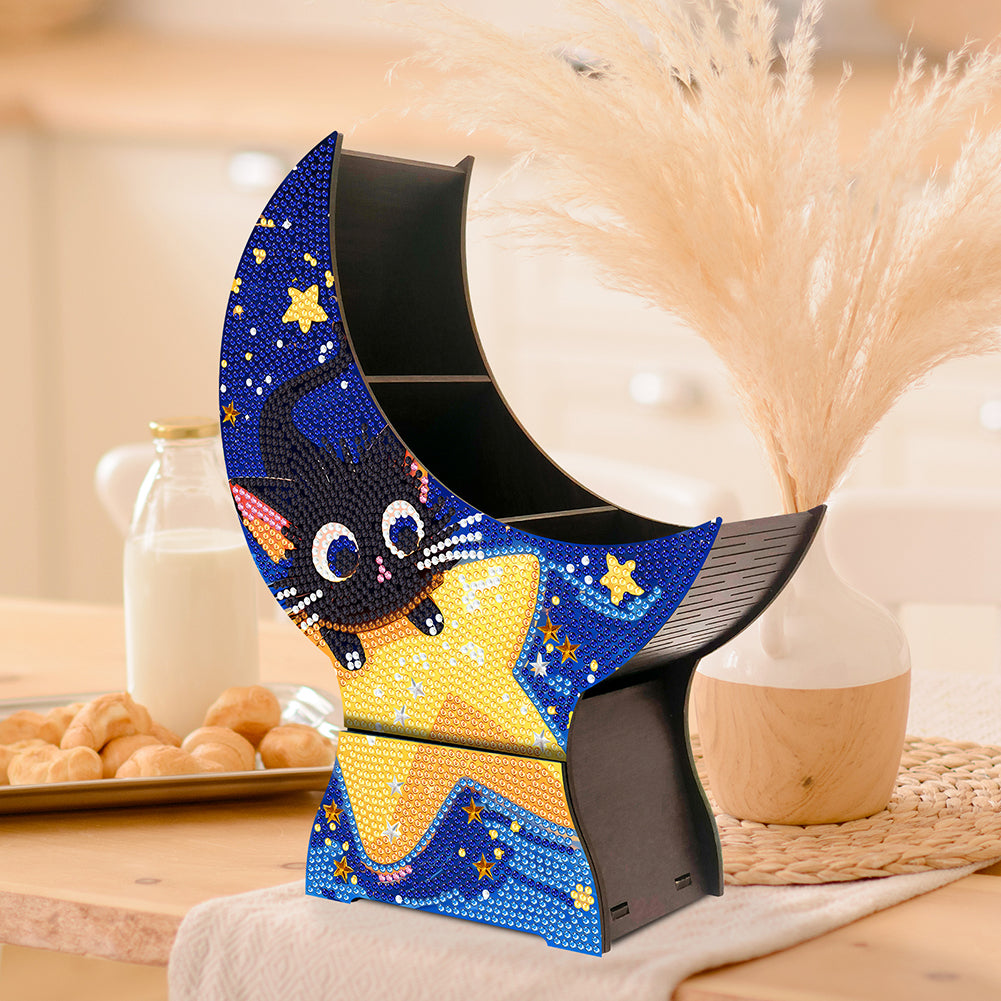 Cat Star Diamond Painting Storage Box Resin Sundries Holder Case for Desktop