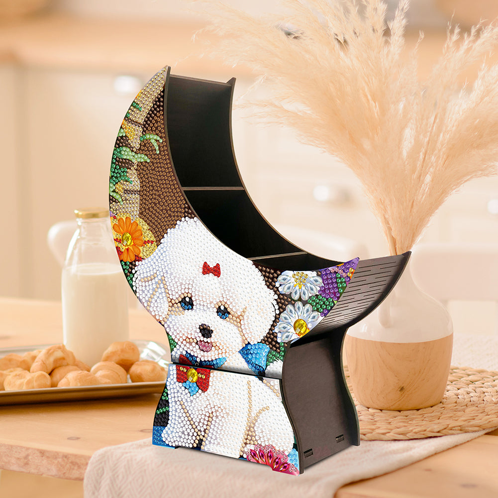 Puppy Diamond Painting Storage Box Resin Sundries Holder Case for Desktop