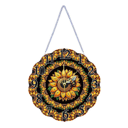 Special Shape Sunflower Bee DIY Diamond Painting Hanging Clock for Home Decor
