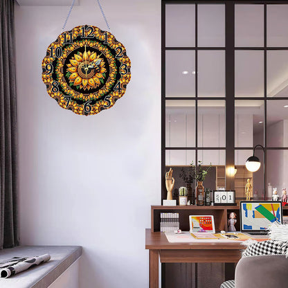 Special Shape Sunflower Bee DIY Diamond Painting Hanging Clock for Home Decor