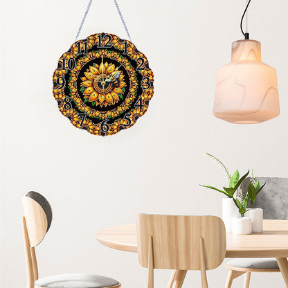 Special Shape Sunflower Bee DIY Diamond Painting Hanging Clock for Home Decor
