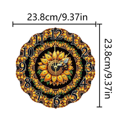 Special Shape Sunflower Bee DIY Diamond Painting Hanging Clock for Home Decor