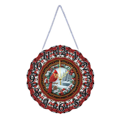 Special Shape Cardinal DIY Diamond Painting Hanging Clock for Home Decor