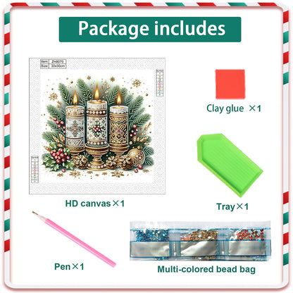 Christmas Atmosphere Candles - Partial Special-Shaped Drill Diamond Painting 30*30CM