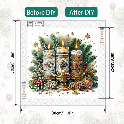 Christmas Atmosphere Candles - Partial Special-Shaped Drill Diamond Painting 30*30CM