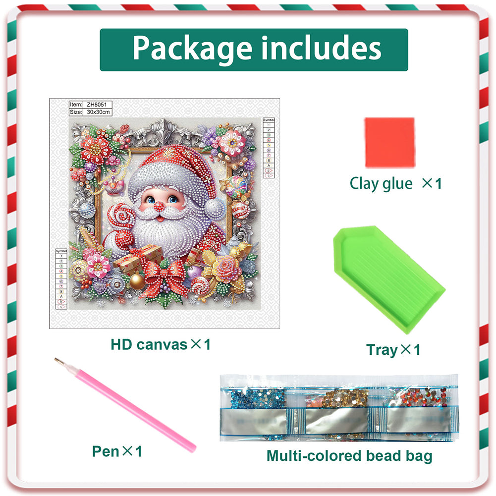 Santa Claus - Partial Special-Shaped Drill Diamond Painting 30*30CM