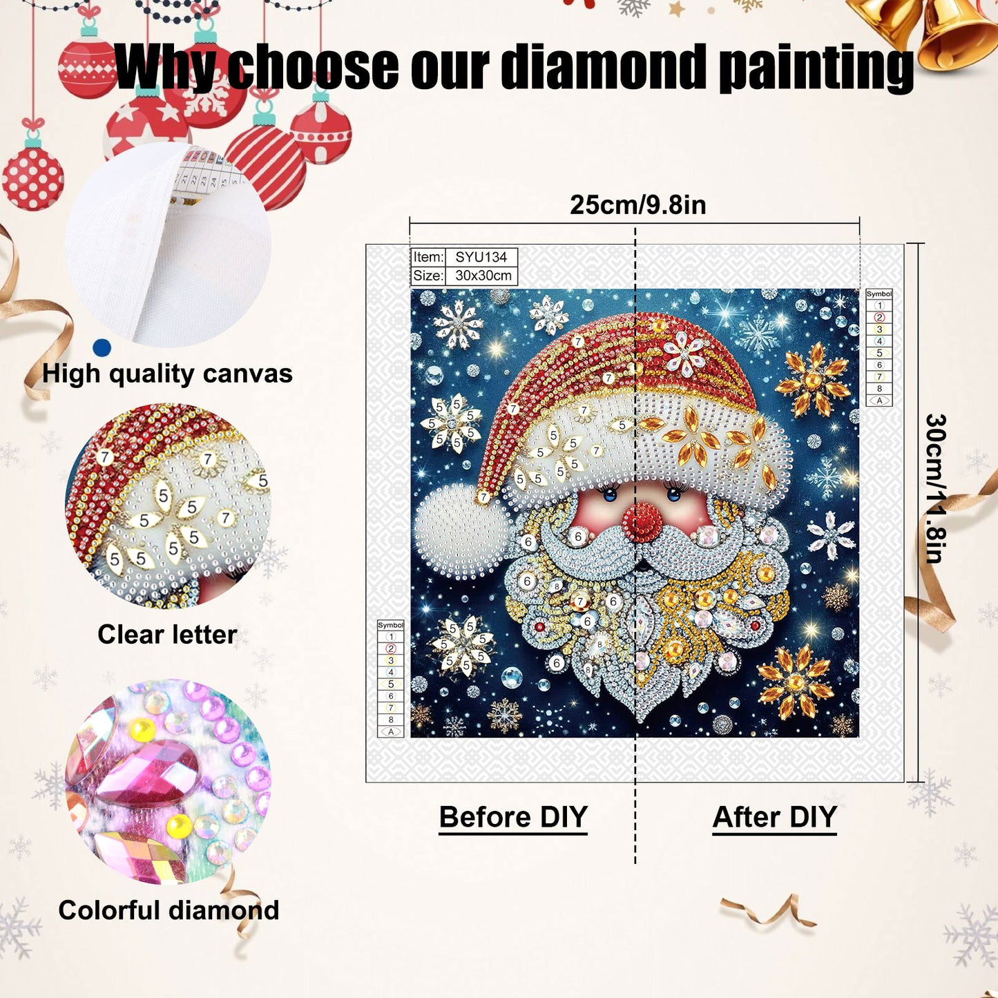 Santa Claus - Partial Special-Shaped Drill Diamond Painting 30*30CM