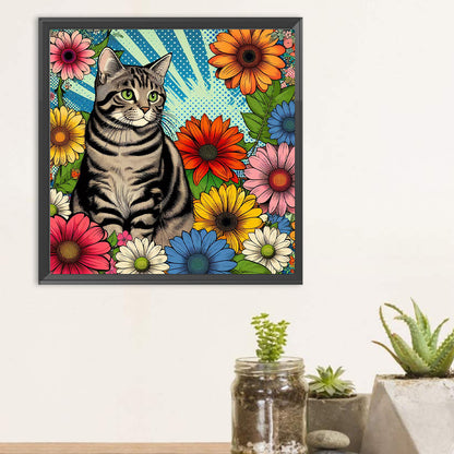 Gray Tabby Cat - Full Round Drill Diamond Painting 40*40CM