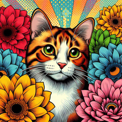 Orange And White Cat - Full Round Drill Diamond Painting 40*40CM